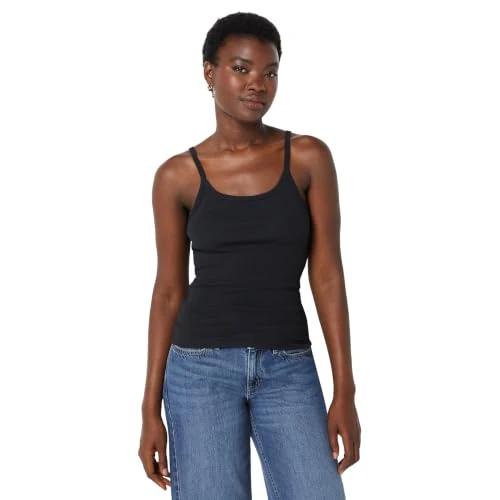 Offerta a tempo: Amazon Essentials Canotta a Costine, Vestibilità Aderente Donna, Nero, M - 55% da 10.71 € a 4.81 €