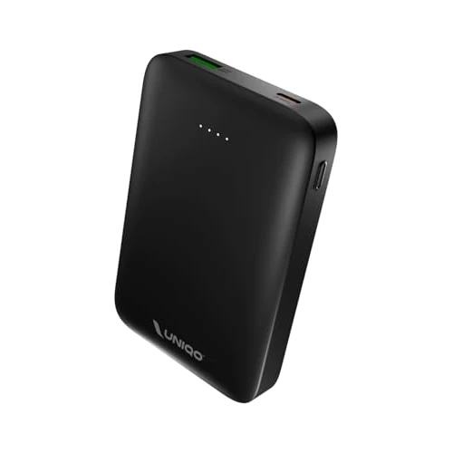 UNIQO Power Slim 10K – Power Delivery 22,5W (PD 3.1 PPS), Schlanke 10000mAh Powerbank, USB-C, USB-A, Schnelllade-Powerbank, Tragbares Reise-Ladegerät, Kompaktes Design, Schwarz