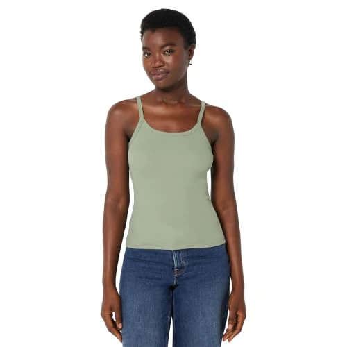 Offerta a tempo: Amazon Essentials Canotta a Costine, Vestibilità Aderente Donna, Verde Salvia Scuro, L - 0.00% da 9.64 € a 9.64 €
