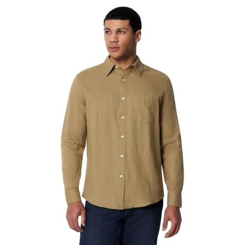 Offre limitée : Amazon Essentials Chemise en lin mélangé à manches longues coupe classique Homme, Brun Champignon, S de 27.19 € à 27.19 € (0.00% de remise)