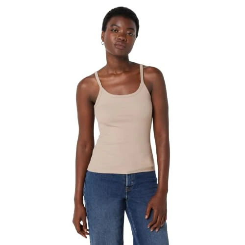 Offerta a tempo: Amazon Essentials Canotta a Costine, Vestibilità Aderente Donna, Grigio Talpa, L - 0.00% da 11.59 € a 11.59 €