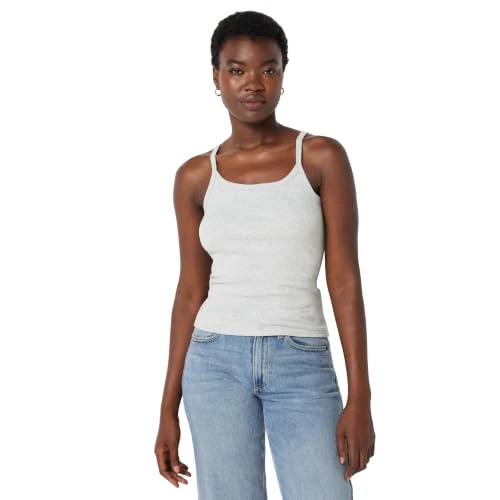 Offerta a tempo: Amazon Essentials Canotta a Costine, Vestibilità Aderente Donna, Grigio Chiaro Puntinato, XXL - 0.00% da 8.90 € a 8.90 €