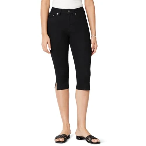 Offre limitée : Amazon Essentials Jean Court Taille Haute Femme, Noir, 50 de 38.00 € à 28.49 € (25% de remise)