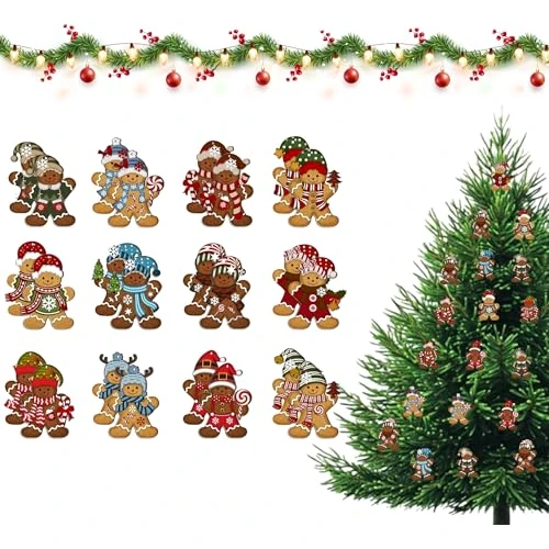 Limitiertes Angebot: 24 Stück Vintage Lebkuchenmann Weihnachtsdeko aus Holz - Reine Lebkuchen-Kollektion als Christbaumschmuck zum Aufhängen an Baum, Fenster, Wand oder Tür für Bastelprojekte & Festliche Dekoration von 6.99 EUR auf 6.99 EUR (Spare 0%)
