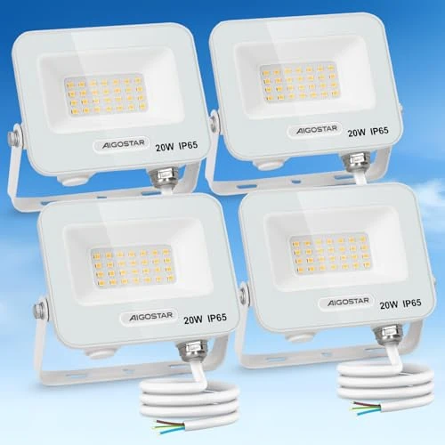Offerta a tempo: Aigostar Faretto LED da Esterno 20W, 1650LM, Faretti LED Esterno Naturale 4000K, Luce di Sicurezza Impermeabile IP65, Per Giardino, Cortile, Garage, Corridoio, Confezione da 4 - 15% da 29.99 € a 25.49 €