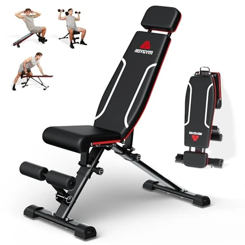 Limited-time offer: Roygym Foldable Weight Bench, Adjustable Workout Bench Press with Multifunctional Adjustment Design for Full Body Workout, 400kg Exercise Bench Fast Folding Incline Flat Decline Bench for Home Gym from 49.99 £ to 49.99 £ (save 0.00%)