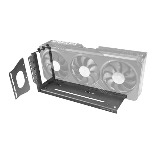 Mars Gaming MCA-GCV, Universeller Vertikaler GPU Halter, rutschfeste Magnetische Basis, Kompatibel mit Modellen bis zu 3 Slots, Vielseitige GPU Installation 2X PCI Brackets, Schwarz