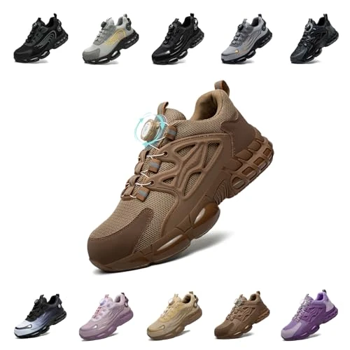 Offerta a tempo: Scarpe Antinfortunistiche Uomo Donna Scarpe da Lavoro Traspiranti Leggere Comode con Punta in Acciaio Brown 36 EU - 9% da 39.49 € a 36.09 €