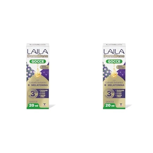 Laila DormiBene Gocce Integratore alimentare per il sonno con Estratti Botanici e Melatonina per favorire un rapido addormentamento, Confezione da 40 ml, Senza zuccheri, Senza alcool