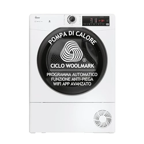 Hoover H-DRY 350 Sèche-linge 9 kg, pompe à chaleur, libre installation, 85 x 60 x 58,5 cm (HxLxP), classe D, contrôle Wi-Fi + BLE, App hOn, 16 programmes, blanc - HR EH9N2TBE-S