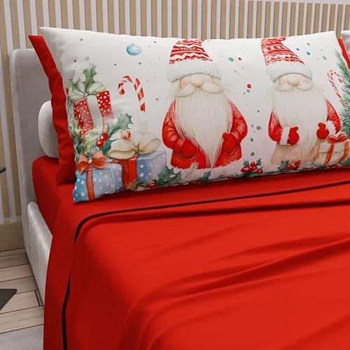 Offerta a tempo: PETTI Artigiani Italiani - Lenzuola in Cotone con Federe in Stampa Digitale di Natale, Lenzuola Natalizie 2 Piazze, Completo Letto Matrimoniale Maxi, Xmas 6 Rosso, 100% Made in Italy - 51% da 44.90 € a 21.83 €