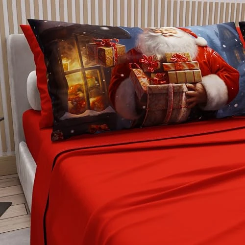 Zeitlich begrenztes Angebot: PETTI Artigiani Italiani – Baumwollbettwäsche mit weihnachtlichem Digitaldruck, Kissenbezüge, doppelte Weihnachtsbettwäsche, Maxi-Doppelbettset, Xmas 2 Rot, 100% Made in Italy von 44.90 € auf 44.90 € (0.00% Rabatt)