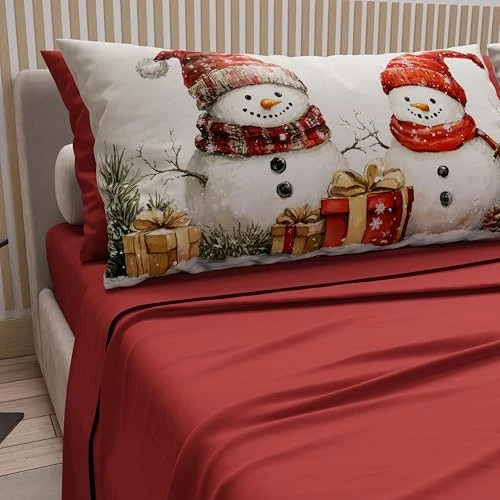 Offre limitée : PETTI Artigiani Italiani - Parure de Draps Noël 1 Place et demie Française, Draps en Coton avec Taies à Impression Digitale, Motif Bonhomme 01 Bordeaux, 100% Made in Italy de 39.90 € à 39.90 € (0.00% de remise)