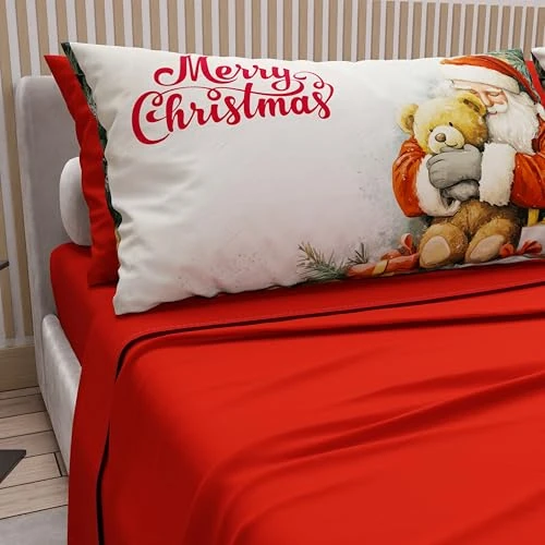 Oferta limitada: PETTI ARTIGIANI ITALIANI – Juego de Sábanas de Algodón con Fundas de Almohada de Navidad, 2 Plazas, Xmas 12 Rojo, Completo Cama Matrimonial, 100% Made in Italy de 39.90 € a 39.90 € (ahorro 0.00%)