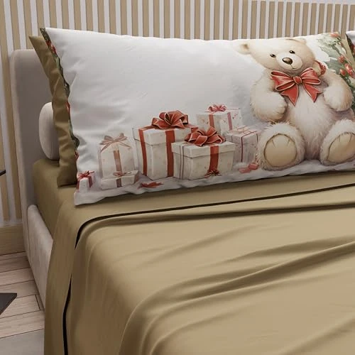 Limited-time offer: PETTI Italian Artisans - Cotton Sheets with Christmas Digital Print Pillowcases, Christmas Queen Size Sheets, Christmas Bed Set, Teddy Bear 01 Dove Grey, 100% Made in Italy from 35.90 £ to 35.90 £ (save 0.00%)