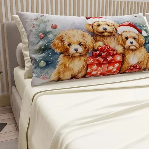Offerta a tempo: PETTI Artigiani Italiani - Lenzuola in Cotone con Federe in Stampa Digitale di Natale, Lenzuola Natalizie Una Piazza e Mezza, Completo Letto Natalizio, Dog Panna, 100% Made in Italy - 58% da 35.90 € a 15.14 €