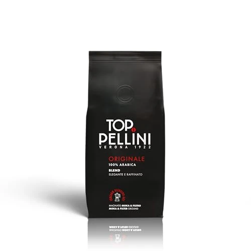 Offerta a tempo: Pellini Top Originale Caffè Macinato Moka 100% Arabica, 185g | Tostatura Lenta, Aroma Intenso, Note di Cioccolato, Biscotti e Agrumi, Valvola Salvafreschezza, Formato Morbido - 0.00% da 4.99 € a 4.99 €