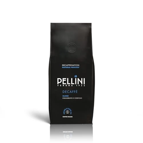 Pellini Decaffè Caffè Decaffeinato in Grani – Miscela Decaffeinata Aromatica, con Note di Frutta Secca, Tostatura Lenta per un Espresso Italiano Autentico e Cremoso, 200g