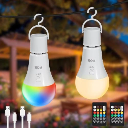 Zeitlich begrenztes Angebot: Dehobo RGB aufladbare Glühbirne mit Fernbedienung, akku Glühbirne 2 Stück von 16.99 € auf 16.99 € (0.00% Rabatt)