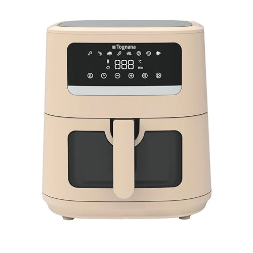 Zeitlich begrenztes Angebot: Tognana, Luftfritteuse 8L, Doppelwiderstand, Digitalanzeige, Timer, 80-200°C, Fenster, 2000W, Champagner von 113.99 € auf 113.99 € (0.00% Rabatt)