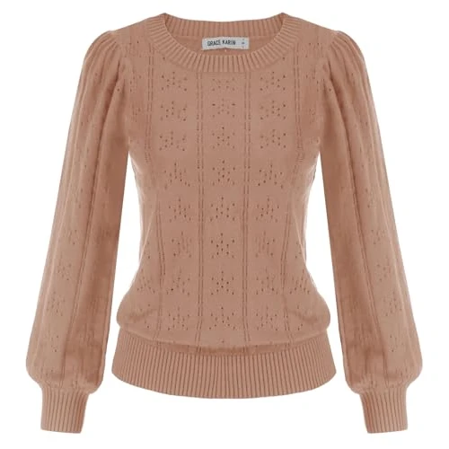 Limited offer: GRACE KARIN Jumpers for Women UK Autumn Winter Crew Neck Long Sleeve Sweater Daily Party Elastic Sweater Knitwear from 23.19 EUR to 23.19 EUR (save 0%)