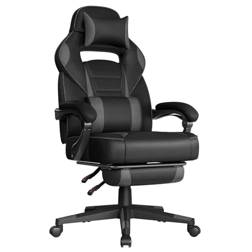 Offre limitée : SONGMICS Fauteuil de Bureau, Chaise Gaming, Réglable, Repose-Pieds Télescopique, Mécanisme à Bascule, Appui-Tête, Support Lombaire, Charge 150 kg, Noir d'encre et Gris Ardoise OBG073BH20 de 109.99 € à 94.99 € (13.64% de remise)