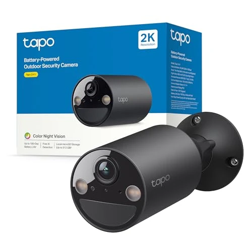 Tapo C411 Wireless Outdoor/Indoor WiFi Camera, 2K 3MP, Battery Life Up to 180 Days After a Single Charge, Colour Night Vision, Motion Detection Alarm, IP65