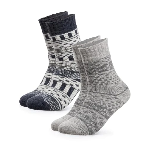 Occulto Calze Invernali Lana Merino Donna & Uomo Pacco da 2 (modello: Lumi), Calzini Termici Grigio Blu 43-46