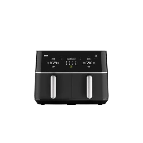 Offerta a tempo: Braun TwinCook 5 – Friggitrice ad Aria Doppio Cestello da 10L (5L + 5L), Tecnologia RealAir, Rivestimento Ceramico PFAS-Free, 8 Programmi, Cottura Abbinata, Touch Control, 2400W, Nera(TD5030IBK) - 25% da 199.90 € a 149.90 €