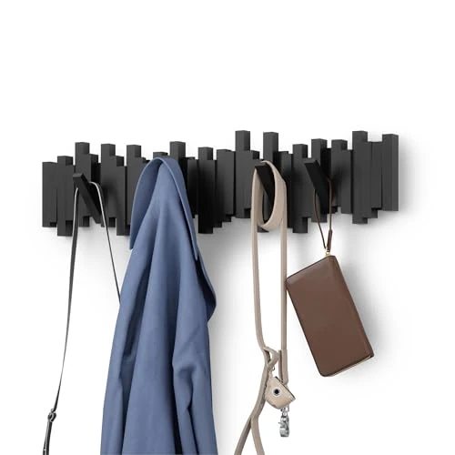 Offerta a tempo: Umbra Sticks Appendiabiti da parete, 8 ganci retrattili, Nero - 19% da 40.00 € a 32.29 €