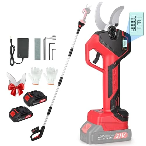 Cordless Telescopic Lopper, Maximum Cutting Diameter 40-50mm, 21V, 2 x 2000mAh Battery, 4-10 Hours Runtime, Electric Pruning Shears for Gardens, Orchards and Agricultural Businesses