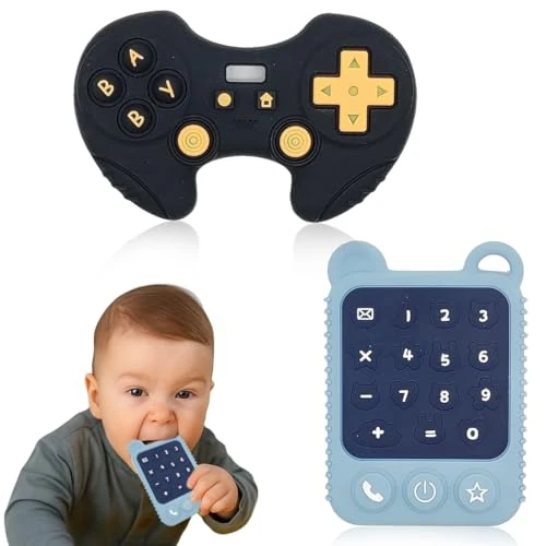BAUCH Massaggia Gengive Neonati 2 Pezzi Soother Telecomando Bambini in Silicone Alimentare（Per l'Utilizzo Durante la Dentizione, per Bambini）