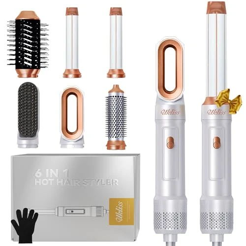 Oferta limitada: Secador Pelo Profesional 6 en 1, UKLISS Airstyler Set con Rizador Pelo Automatico, Hair Dryer, Cepillo Alisador Pelo, Thermal Brush, Cepillo Secador Hairstyler Set Regalos para Mujeres Styling -Blanc de 50.99 € a 50.99 € (ahorro 0.00%)
