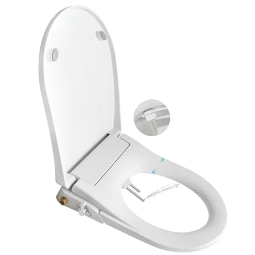 Nicht elektrische WC-Bidet-Sitze mit selbstreinigenden Doppeldüsen, getrennte hintere und weibliche Reinigung, natürliches Wasserspray, weich geschlossener WC-Sitz, WC-Bidet, einfache Selbstmontage