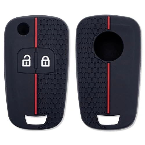 Offerta a tempo: Gianto Cover Chiave Compatibile con Opel Adam Astra Corsa Mokka Insignia Meriva Zafira Vauxhall, Guscio di Silicone Gomma per Telecomando Auto, Antiscivolo, Nero con Inserti Rossi - 40% da 9.90 € a 5.90 €