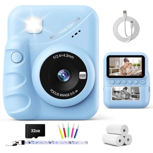 TIATUA Aparat dla dzieci dla dziewcząt i chłopców, idealny dla dzieci w wieku 3-10 lat (niebieski)