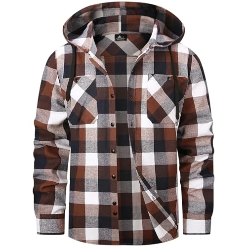 Oferta limitada: SwissWell Camisa Cuadros Hombre con Capucha Camisa Franela Manga Larga para Hombre con Casual Leñador Café L de 35.99 EUR a 23.44 EUR (ahorro 35%)