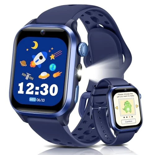RUXINGX Reloj Inteligente Niño, 1,52" Smartwatch con Cámara HD, 170+ Modos Deportivos y 20 Juegos, Frecuencia Cardíaca, Audiolibro, Mascotas Electrónicas, Sueño, IP68, Regalo para Niños 3-14 Años Azul