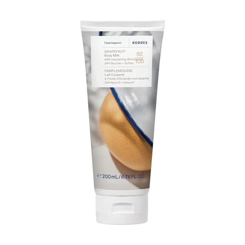 Offerta a tempo: KORRES GRAPEFRUIT Bodymilk con olio di mandorle nutriente, con profumo fruttato e fresco, per 24 ore di cura e morbidezza, vegano, senza silicone e parabeni, 200 ml - 37% da 12.21 € a 7.70 €