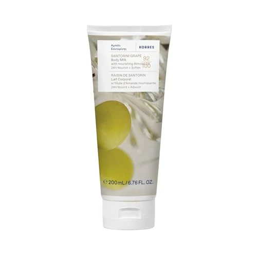 Offerta a tempo: KORRES SANTORINI GRAPE Bodymilk con olio di mandorle nutriente, con delizioso profumo di uva fruttata, per 24 ore di cura e morbidezza, vegano, senza siliconi e parabeni, 200 ml - 0.00% da 10.50 € a 10.50 €