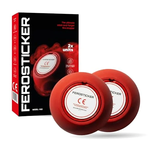 Offerta a tempo: FEROSTICKER Piccolo estintore automatico – non tossico, compatto e senza manutenzione, protezione antincendio per cassette fusibili, generatori solari, veicoli, batterie al litio, cabine (2 Pezzi) - 0.00% da 99.00 € a 99.00 €