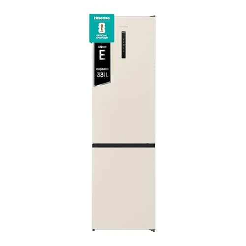 Hisense RB434N4CRE Kombinierter Kühlschrank, Total No Frost, Farbe Beige, Eco Mode, 200 x 60 cm, E-Klasse, 331 Liter
