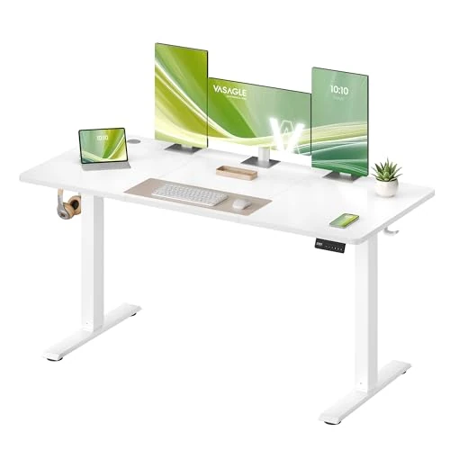 Offerta a tempo: VASAGLE Scrivania Elettrica Regolabile in Altezza, 140x60x(72-120) cm | Scrivania, in Acciaio, Truciolato, Plastica PA, con 4 Memorie, Bianco Opaco e Bianco, Collezione BALOK LSD314WZ03 - 7% da 105.99 € a 98.99 €