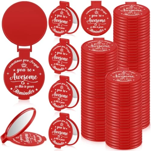 Zeitlich begrenztes Angebot: Gulfmew 100 Stück 7,9 cm inspirierender Taschenspiegel, Mini-Kompaktspiegel, tragbar, zusammenklappbar, Make-up-Spiegel für Erwachsene, Frauen, Partygeschenke, tägliche kleine Geschenke für Reisen von 90.96 € auf 90.96 € (0.00