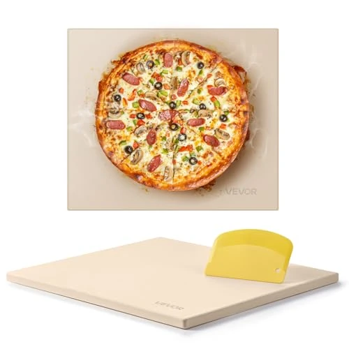VEVOR Pierre à pizza rectangulaire en cordiérite 40,6 x 35,5 cm, pierre de cuisson extra large avec grattoir en PP, résistante à la chaleur de 1,5 cm d'épaisseur, pour four, cuisson du pain, barbecue