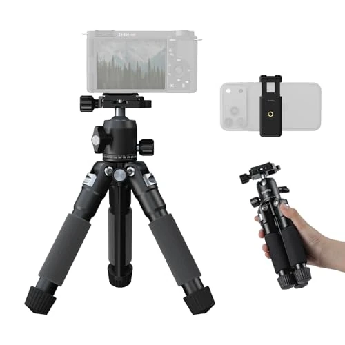 Offerta a tempo: SmallRig VT-20Pro Mini treppiede da 21,2"/53,8 cm per fotocamera e telefono, piccolo treppiede da tavolo in lega di alluminio con testa a sfera a 360°/morsetto per telefono, carico fino a 5 kg - 5470 - 20% da 57.90 € a 46.32 €