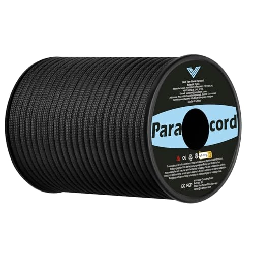 Zeitlich begrenztes Angebot: VINATO Paracord 4mm, 30M Paracord 550 Paracord Seil aus reißfester Nylonschnur 9 Kern-Strängen Fallschirmschnur Mehrzweck Nylon Paracorde für Survival, Basteln, Outdoor, Camping, Schwarz von 10.23 € auf 10.23 € (0.00% Rabatt)
