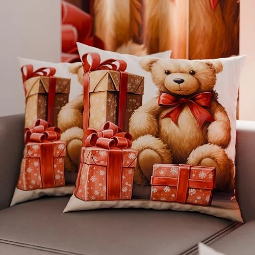Zeitlich begrenztes Angebot: Petti Italian Artisans – Paar 60 x 60 cm Mikrofaser-Kissenbezüge, Weihnachtsdekor-Kissen für Schlafzimmer, Sofa, Wohnzimmer, 2er-Set Kissenbezüge, Teddybär-Kissenbezug 02 von 16.76 € auf 16.76 € (0.00% Rabatt)