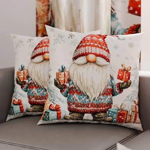 PETTI Artigiani Italiani - Coppia di Federe Cuscino 40x40 cm in Microfibra, Federe Natalizie, Cuscini Arredo di Natale Camera da Letto, Divano, Salotto, Set 2 Fodere Copricuscino, Federa Xmas 19