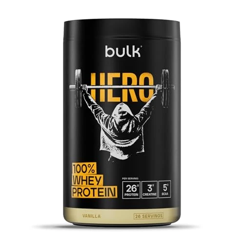 Limited offer: Bulk Hero Whey Protein Powder | Vanilla | 910g | 26g Protein + 3g Creatine | 5g BCAAs | Low Sugar | Fast Absorption | Isolate, Hydrolysed & Concentrate Blend from 26.08 EUR to 23.99 EUR (save 8%)
